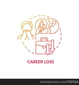 Career loss red concept icon. Unemployment threat. Life crush. Lost and frustrated man. Adulthood troubles abstract idea thin line illustration. Vector isolated outline color drawing.. Career loss red concept icon
