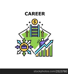 Career Manager Vector Icon Concept. Career Manager In Company, Increasing Sales And Profit, Employee Productivity And Development. Leadership And Goal Success Achievement Color Illustration. Career Manager Vector Concept Color Illustration