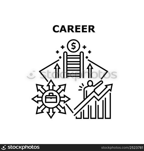 Career Manager Vector Icon Concept. Career Manager In Company, Increasing Sales And Profit, Employee Productivity And Development. Leadership And Goal Success Achievement Black Illustration. Career Manager Vector Concept Black Illustration
