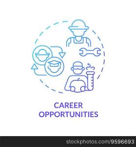 Career opportunities blue gradient concept icon. College education. Professional development. Agriculture industry. Round shape line illustration. Abstract idea. Graphic design. Easy to use. Career opportunities blue gradient concept icon