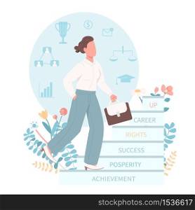 Career woman flat color vector faceless character. Female equal rights for job position. Gender equality on workplace isolated cartoon illustration for web graphic design and animation. Career woman flat color vector faceless character