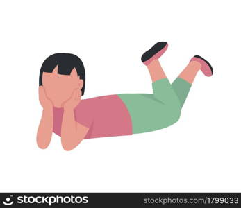 Careless child semi flat color vector character. Lying figure. Full body person on white. Little girl daydreaming isolated modern cartoon style illustration for graphic design and animation. Careless child semi flat color vector character