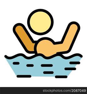Careless person swimming icon. Outline careless person swimming vector icon color flat isolated. Careless person swimming icon color outline vector