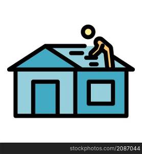 Careless roof builder icon. Outline careless roof builder vector icon color flat isolated. Careless roof builder icon color outline vector