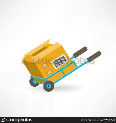 cargo box on the cart icon. Flat modern style vector design