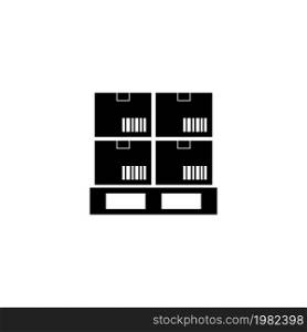 Cargo Boxes Pallet. Flat Vector Icon illustration. Simple black symbol on white background. Cargo Boxes Pallet sign design template for web and mobile UI element. Cargo Boxes Pallet Flat Vector Icon