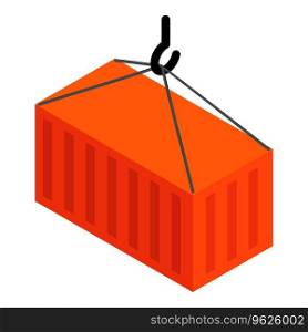 Cargo container icon isometric vector. Red closed metal shipping container icon. Cargo transportation, logistic. Cargo container icon isometric vector. Red closed metal shipping container icon