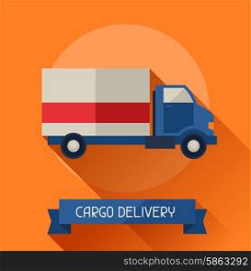 Cargo delivery icon on background in flat design style. Cargo delivery icon on background in flat design style.