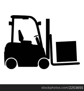Cargo loading machine forklift truck for lifting box goods in warehouse fork lift loader freight icon black color vector illustration image flat style simple. Cargo loading machine forklift truck for lifting box goods in warehouse fork lift loader freight icon black color vector illustration image flat style