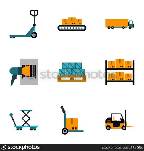 Cargo packing icons set. Flat illustration of 9 cargo packing vector icons for web. Cargo packing icons set, flat style