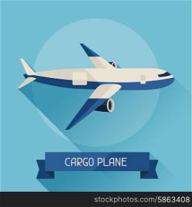 Cargo plane icon on background in flat design style. Cargo plane icon on background in flat design style.