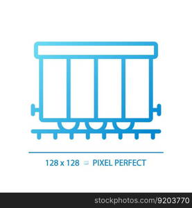 Cargo railroad carriage pixel perfect gradient linear vector icon. Wagon train. Freight transport. Railway container. Thin line color symbol. Modern style pictogram. Vector isolated outline drawing. Cargo railroad carriage pixel perfect gradient linear vector icon