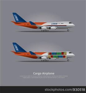 Cargo ship Airplane Isolated Vector Illustration