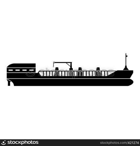 Cargo ship black simple icon isolated on white background. Cargo ship icon