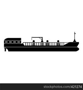 Cargo ship black simple icon isolated on white background. Cargo ship icon