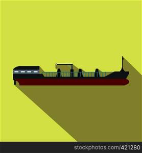 Cargo ship flat icon on a yellow background. Cargo ship flat icon