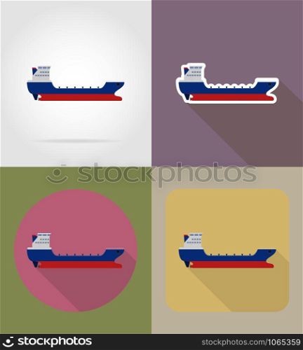 cargo ship flat icons vector illustration isolated on background