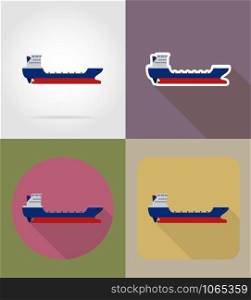 cargo ship flat icons vector illustration isolated on background