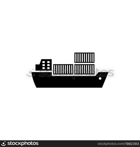 Cargo Ship. Flat Vector Icon illustration. Simple black symbol on white background. Cargo Ship sign design template for web and mobile UI element. Cargo Ship Flat Vector Icon