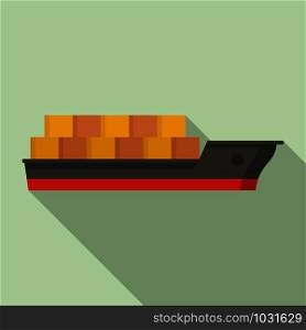 Cargo ship icon. Flat illustration of cargo ship vector icon for web design. Cargo ship icon, flat style