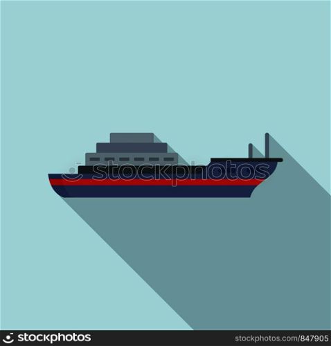 Cargo ship icon. Flat illustration of cargo ship vector icon for web design. Cargo ship icon, flat style