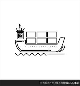 Cargo Ship Icon, Freighter, Merchant Ship Icon Vector Art Illustration