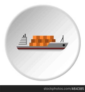 Cargo ship icon in flat circle isolated vector illustration for web. Cargo ship icon circle