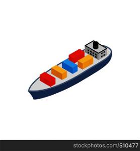 Cargo ship icon in isometric 3d style on a white background. Cargo ship icon, isometric 3d style
