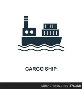Cargo Ship icon. Monochrome style design from logistics delivery collection. UI. Pixel perfect simple pictogram cargo ship icon. Web design, apps, software, print usage.. Cargo Ship icon. Monochrome style design from logistics delivery icon collection. UI. Pixel perfect simple pictogram cargo ship icon. Web design, apps, software, print usage.