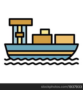 Cargo ship icon. Outline cargo ship vector icon color flat isolated. Cargo ship icon color outline vector