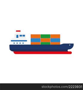 Cargo ship with containers.