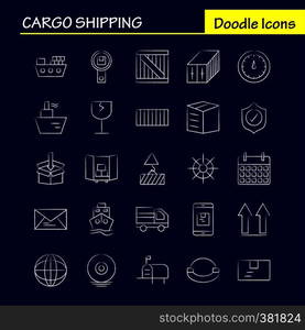 Cargo Shipping Hand Drawn Icon for Web, Print and Mobile UX/UI Kit. Such as: Shield, Cargo, Security, Delivery, Mobile, Cell, Cargo, Box, Pictogram Pack. - Vector