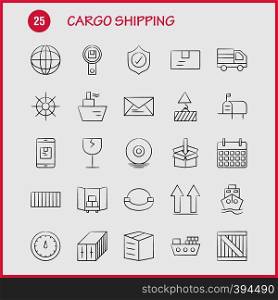 Cargo Shipping Hand Drawn Icon for Web, Print and Mobile UX/UI Kit. Such as: Shield, Cargo, Security, Delivery, Mobile, Cell, Cargo, Box, Pictogram Pack. - Vector