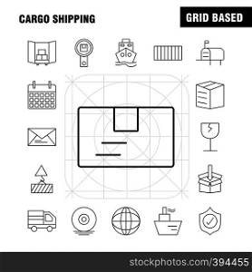 Cargo Shipping Line Icon for Web, Print and Mobile UX/UI Kit. Such as: Shield, Cargo, Security, Delivery, Mobile, Cell, Cargo, Box, Pictogram Pack. - Vector