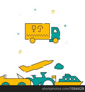 Cargo taxi filled line vector icon, simple illustration, transport related bottom border.. Cargo taxi filled line icon, simple vector illustration
