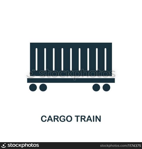 Cargo Train icon. Monochrome style design from logistics delivery collection. UI. Pixel perfect simple pictogram cargo train icon. Web design, apps, software, print usage.. Cargo Train icon. Monochrome style design from logistics delivery icon collection. UI. Pixel perfect simple pictogram cargo train icon. Web design, apps, software, print usage.