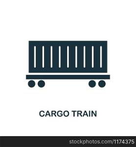 Cargo Train icon. Monochrome style design from logistics delivery collection. UI. Pixel perfect simple pictogram cargo train icon. Web design, apps, software, print usage.. Cargo Train icon. Monochrome style design from logistics delivery icon collection. UI. Pixel perfect simple pictogram cargo train icon. Web design, apps, software, print usage.