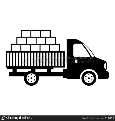 Cargo transportation by car black simple icon on a white background. Cargo transportation by car black simple icon
