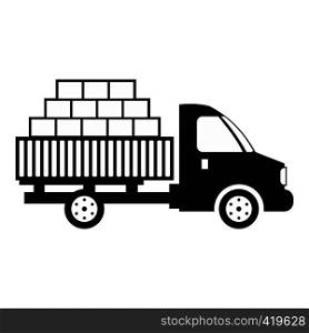Cargo transportation by car black simple icon on a white background. Cargo transportation by car black simple icon