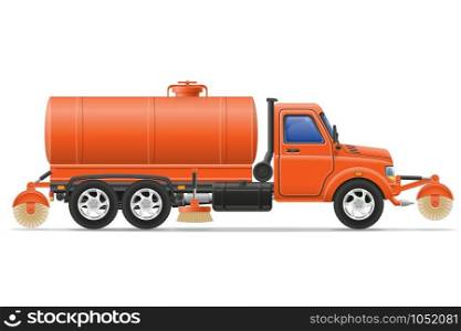cargo truck cleaning and watering the road vector illustration isolated on white background