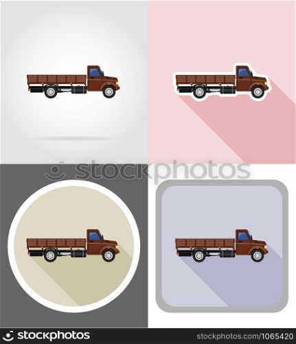 cargo truck for transportation of goods flat icons vector illustration isolated on background