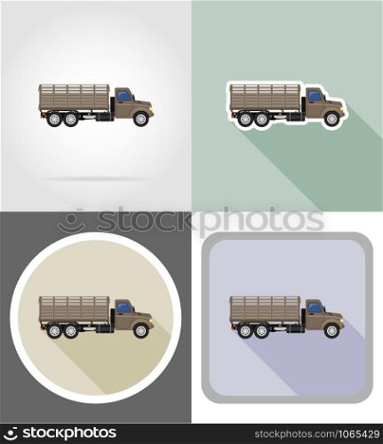 cargo truck for transportation of goods flat icons vector illustration isolated on background