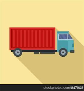 Cargo truck icon. Flat illustration of cargo truck vector icon for web design. Cargo truck icon, flat style