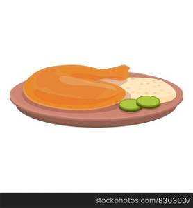 Caribbean chicken icon cartoon vector. Food plate. Cuban dish. Caribbean chicken icon cartoon vector. Food plate