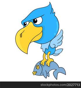 caricature big head blue bird