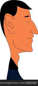 Caricature of man with big ear vector illustration on white background.