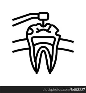 caries treatment line icon vector. caries treatment sign. isolated contour symbol black illustration. caries treatment line icon vector illustration