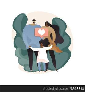 Caring adoptive fathers abstract concept vector illustration. Foster care, father in adoption, happy interracial family, having fun, together at home, childless couple abstract metaphor.. Caring adoptive fathers abstract concept vector illustration.