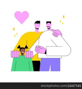 Caring adoptive fathers abstract concept vector illustration. Foster care, father in adoption, happy interracial family, having fun, together at home, childless couple abstract metaphor.. Caring adoptive fathers abstract concept vector illustration.