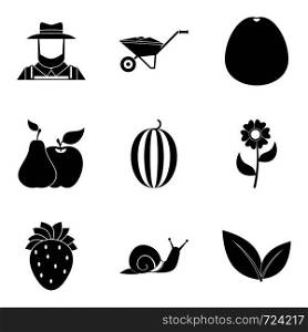 Caring for crop icons set. Simple set of 9 caring for crop vector icons for web isolated on white background. Caring for crop icons set, simple style